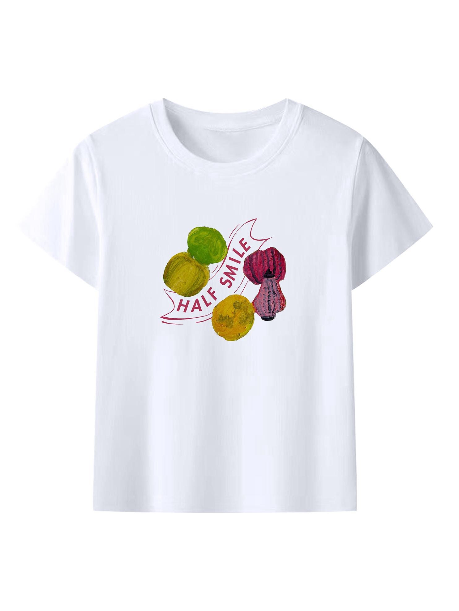 Fruit Print Unisex White Crewneck T-Shirt